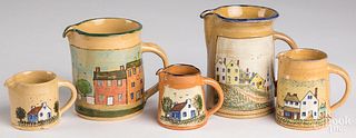 Left Handed Russell Henry stoneware cream pitchers
