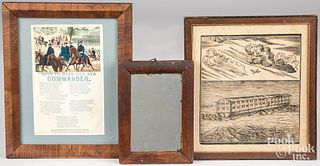 Three framed items