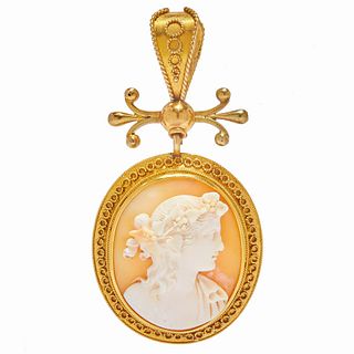ANTIQUE VICTORIAN CARVED SHELL CAMEO PENDANT