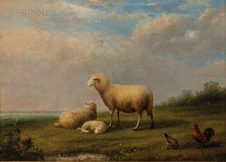Franz van Severdonck (Belgian, 1809-1889), Sheep and Chickens at Pasture