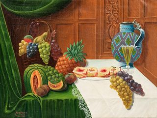 American School, 20th Century, Tabletop Still Life of Fruit