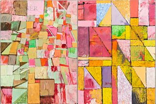 Irving B. Haynes (American, 1927-2005), Two Abstract Geometric Paintings on Paper