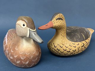 Two Robert and Linda Evans Duck Decoys