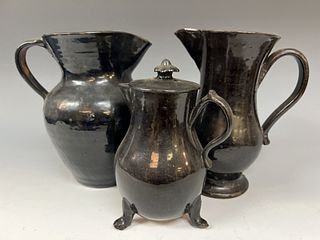 English Teapot and Two Pitchers