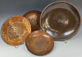 Four Redware Plates