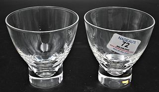 12 Steuben Crystal Footed Rocks Glasses, along with original box and individual cloth bags, height 4 inches.
