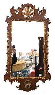 Custom Mahogany Chippendale Style Mirror, 46" x 25".