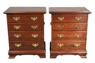 Pair of Cherry Diminutive Four Drawer Chests, height 31 inches.