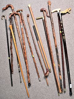 Group of Canes and Walking Sticks, to include horn, carved wood, etc.