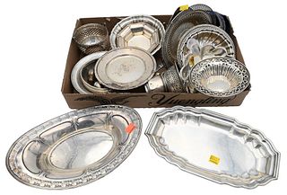 Sterling Silver Tray Lot, to include trays, napkin rings, salt and pepper shakers, baskets, etc.; longest 11 inches, 67.615 t.oz.