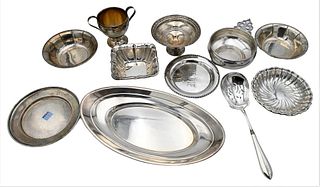 Sterling Silver Lot, to include small bowls, dishes and plates (plus three weighted pieces), 28 t.oz.