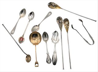 Silver Spoons, to include some enameled, demitasse, souvenir, etc, 17.55 t.oz.