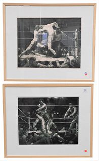 Four Framed Pieces, to include George Bellows framed print, A. Stag at Sharkey's, 18" x 22"; Jack Dempsey vs. Luis Angel Firpo, 18" x 22"; along with 