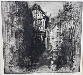 Hedley Fitton (1859 - 1929), Street in Rome, etching, signed in pencil lower right Hedley Fitton, 12 1/4" x 13 1/4".