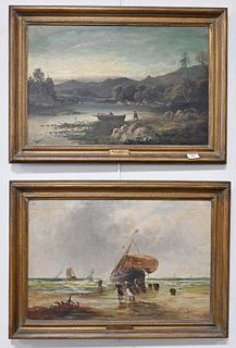 W. Ernest, two landscapes, oil on canvas, Killarney, along with Beached, both signed W. Ernest, 16" x 24".