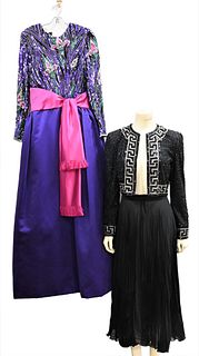 Two Women's Dresses, to include Bob Mackie Boutique, size 10; along with an AJ Bari, size 4.