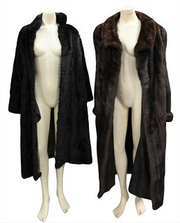 Two Women's Sheared Mink Full Length Jackets.