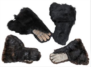 Two Pair of Vintage Bear Fur Gloves.