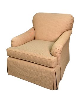 Baker Furniture Company Upholstered Easy Chair, height 33 inches, width 33 inches.