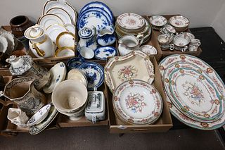 Seven Tray Lots of Porcelain, English China, blue and white, etc.