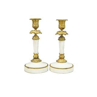 Marble and Bronze Candlesticks