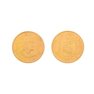 1927 Peru 1 Libra Gold Coin