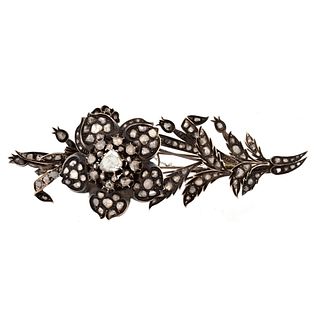Victorian Diamond, Silver and Gold Brooch