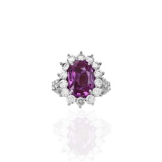 AGL Pink Sapphire, Diamond and Platinum Ring