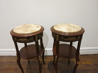 Pr. French LXV style Bronze Mounted End Tables
