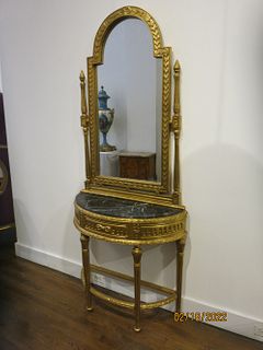 2PC French LXVI styled Gilded Demi Console