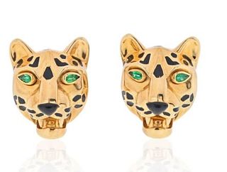 CARTIER 18K YELLOW GOLD PANTHERE FACES EARRINGS