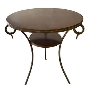 Mid Century Modern Gilt Brass Marble Top Table