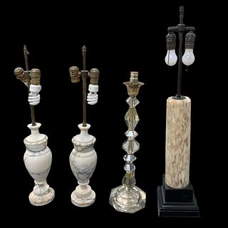 Lot of 8 Vintage Marble & Crystal Table Lamps