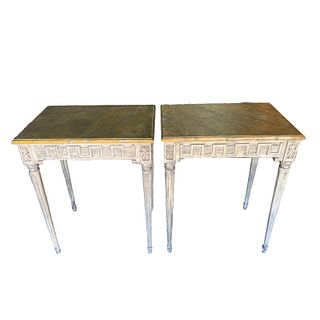 Pair Of Antique Italian Gold Top Side Tables
