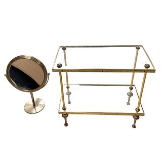 2 Mid Century Modern Brass Items Table & Mirror