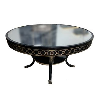 Vintage Versace Style Ebony Mirror Top Round Table