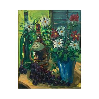 Signed Evlyn Still Life Oil Painting On Board