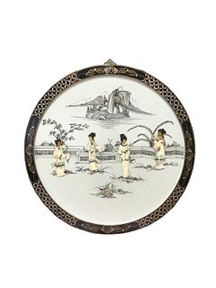 Chinese Mother Of Pearl Inlay Maidens Wall Plaque