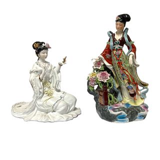 2 Vintage Chinese Porcelain Quan Yin Sculptures