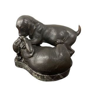 Sirio Tofanari (ITALY 1886-1969) Bronze Puppies
