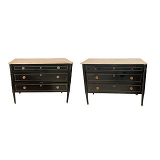 Pr. Ebony French Empire Style Chest Of Drawers