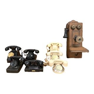 A lot of 9 Vintage & Antique Various Telephones