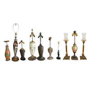 Lot of 10 Various Vintage & Antique Lamps