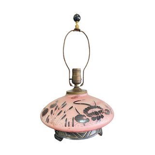Art Nouveau French Cut Cameo Glass Desk Lamp