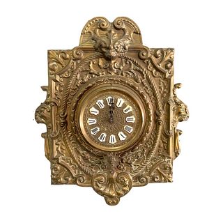 19th Century Brass Clad Wooden Back Wall Clock