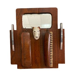 Mid Century Modern Wooden Garment Brush Holder