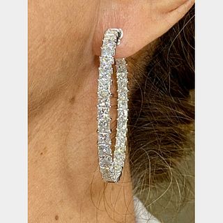 18K White Gold 18.35 Ct. Hoop Earrings