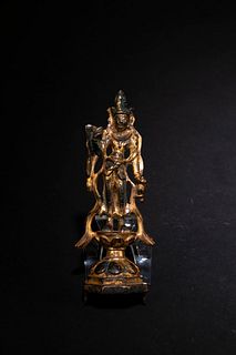 Tang Dynasty: A Gilt Bronze Buddha Statue