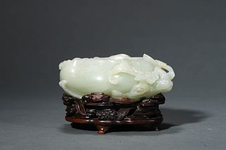Qianlong Period of the Qing Dynasty: A Carved White Jade Ink Washer