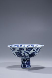 Xuande, Ming Dynasty: A Blue & White Porcelain Stem Bowl